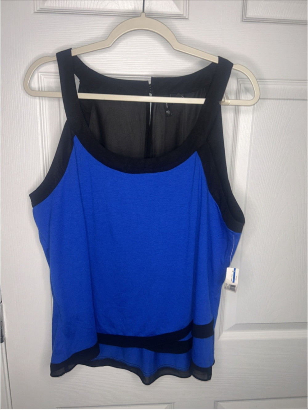NWT New Directions Women's Blue & Black Layered Look Sleeveless Top - Size XL